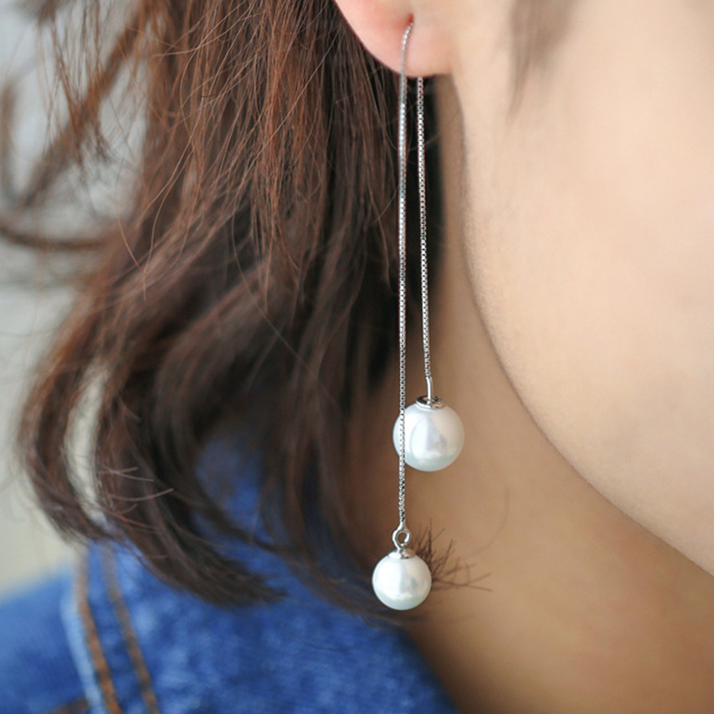 Đôi bông tai đính ngọc trai dạng rơi kiểu dáng thanh lịch cho nữ