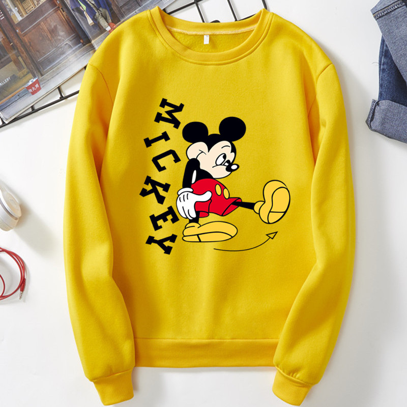 Áo Thun Plus Size S-3Xl Tay Dài In Hình Chuột Mickey Cho Nữ