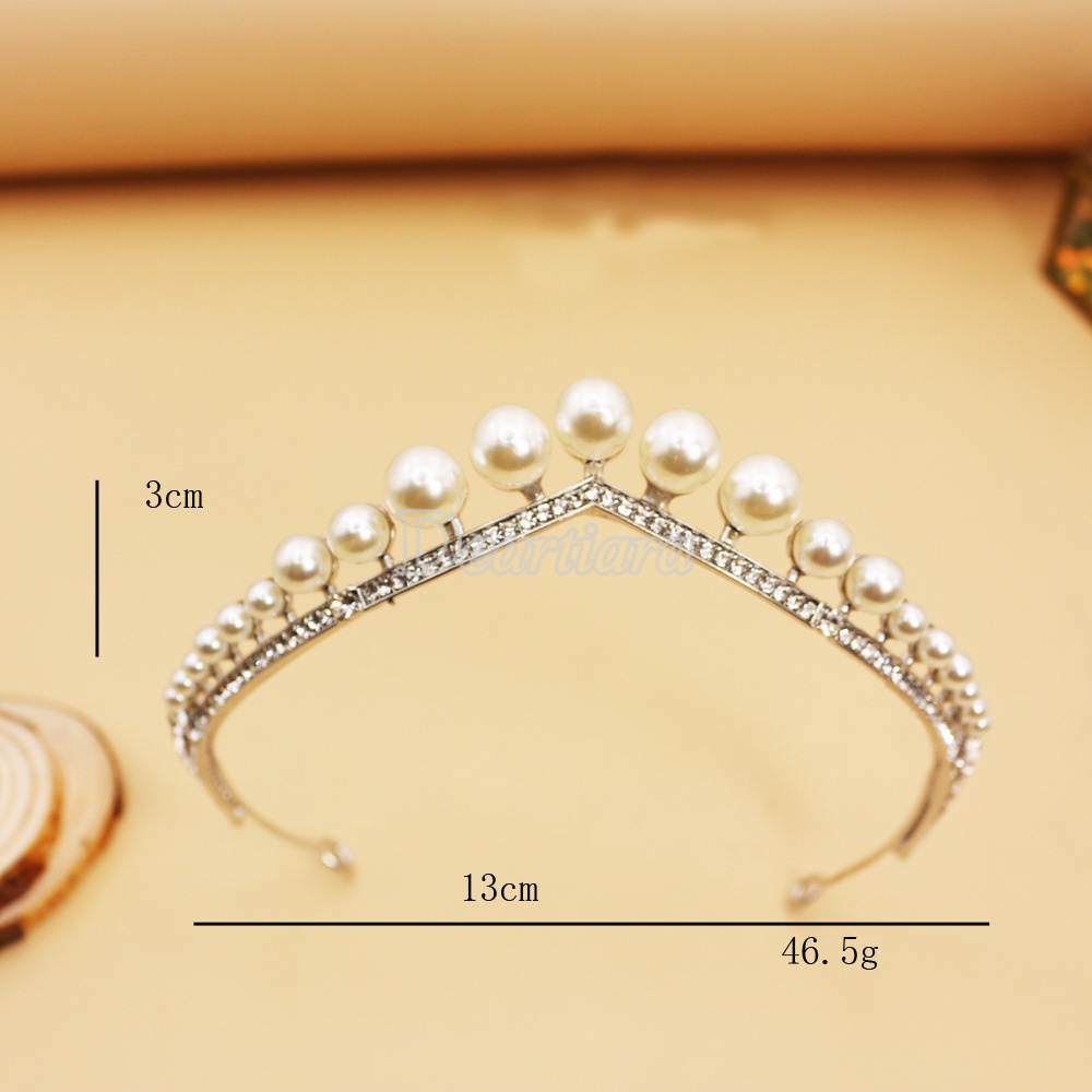 Vương Miện Hợp Kim Đính Ngọc Trai Nhân Tạo Cho Cô Dâu