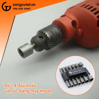 BỘ 14 KHẨU TUÝP VẶN ỐC LỤC GIÁC BẰNG MÁY KHOAN