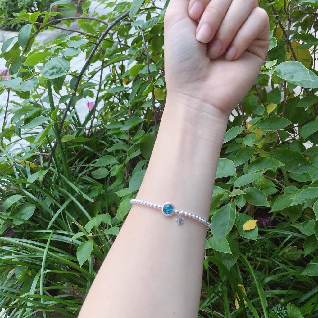 Lắc tay bi đá xanh HĐ chất liệu bạc ta cao cấp, lắc tay bi tùy chỉnh kích cỡ | BigBuy360 - bigbuy360.vn