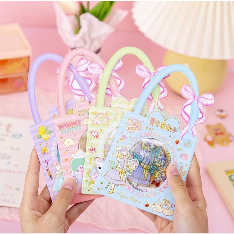 Giỏ xách  sticker 30 miếng xinh xắn cắt sẵn , mã JJ-SZB