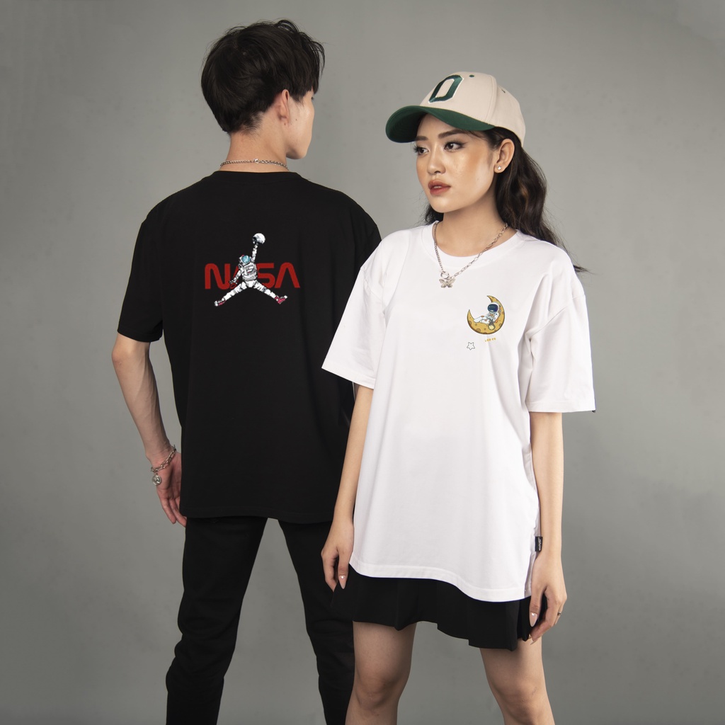 Áo thun tay lỡ in hình phi hành gia NASA đôi nam nữ unisex form rộng , áo phông local brand Nigust full tag N220