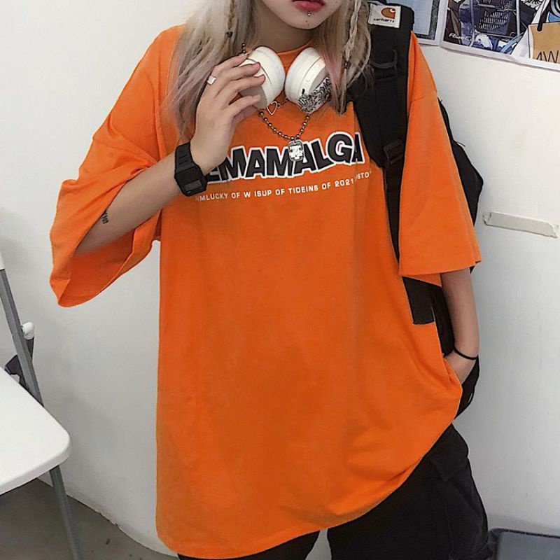 Áo Thun Unisex Tay Lỡ Oversize Nam Nữ In Dòng Chữ