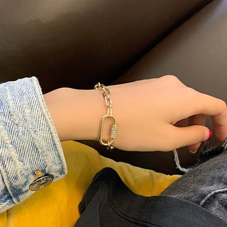 Vòng tay lắc tay mắt xích mặt đính đá cá tính hiện đại unisex - Mely 1500