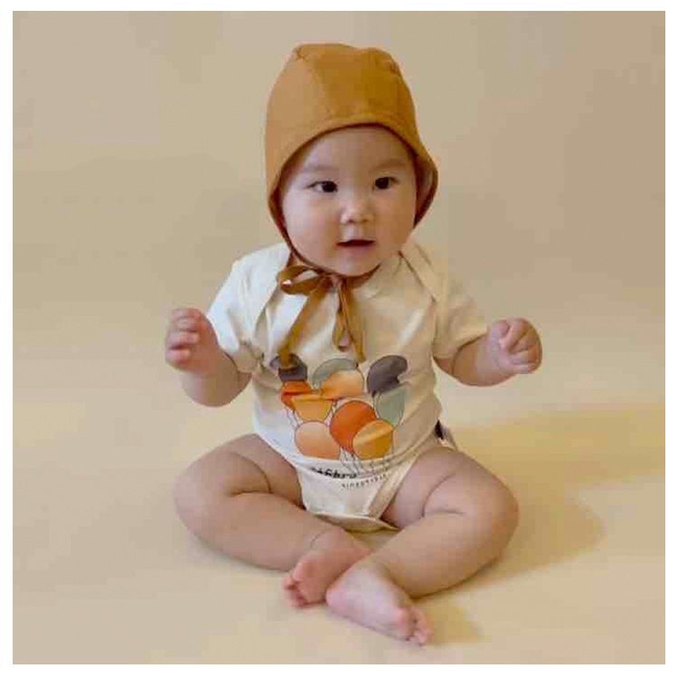 Áo Liền Quần Tay Ngắn Chất Liệu Cotton In Họa Tiết Dễ Thương Thời Trang Mùa Hè Cho Bé 0-2 Tuổi