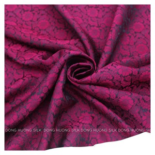 Vải Lụa Hà Đông Satin Hoa Cúc - Đông Hương Silk - LHVS057 Tím cẩm - mát, mềm, tôn dáng, quý phái, sang trọng