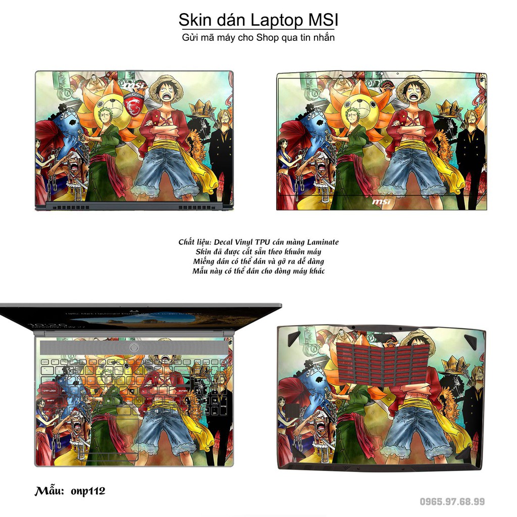 Skin dán Laptop MSI in hình One Piece nhiều mẫu 12 (inbox mã máy cho Shop)