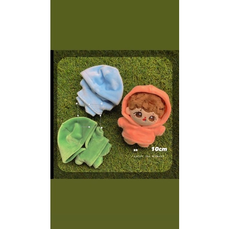 Bộ đồ hoodie quần nhung màu xám pastel cho doll 10cm 15cm 20cm