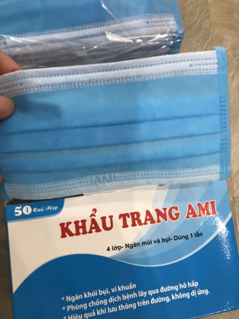 Hộp 50 cái Khẩu trang y tế 4 lớp chuẩn hiệu AMI