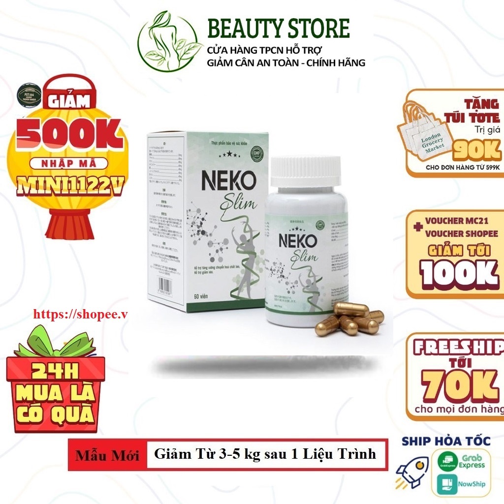 Neko Slim viên uống Giảm Cân nhanh cấp tốc detox hiệu quả thảo mộc không phải thuốc giảm cân