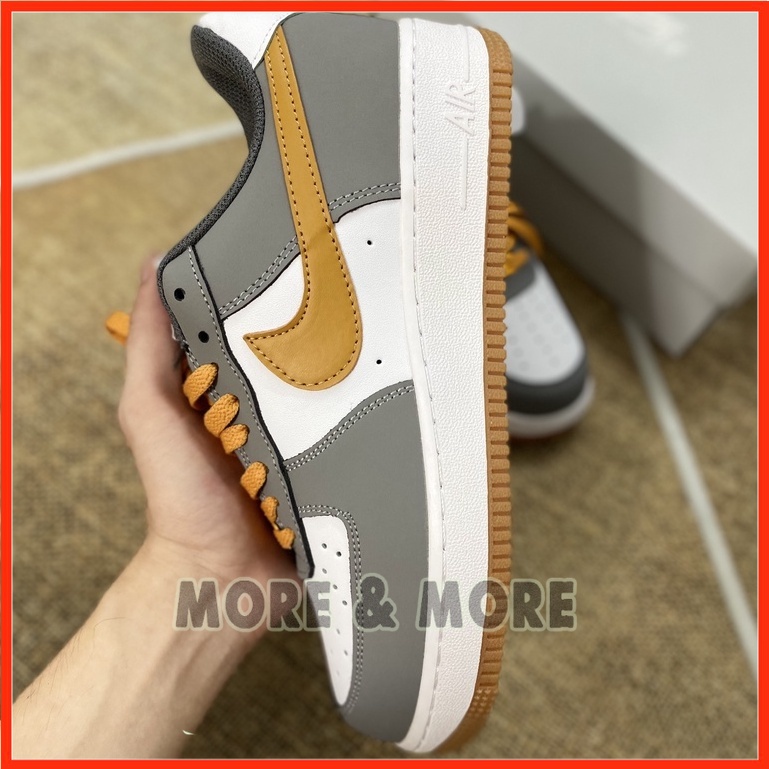 Giày Sneaker AF1 Custom xám vệt vàng
