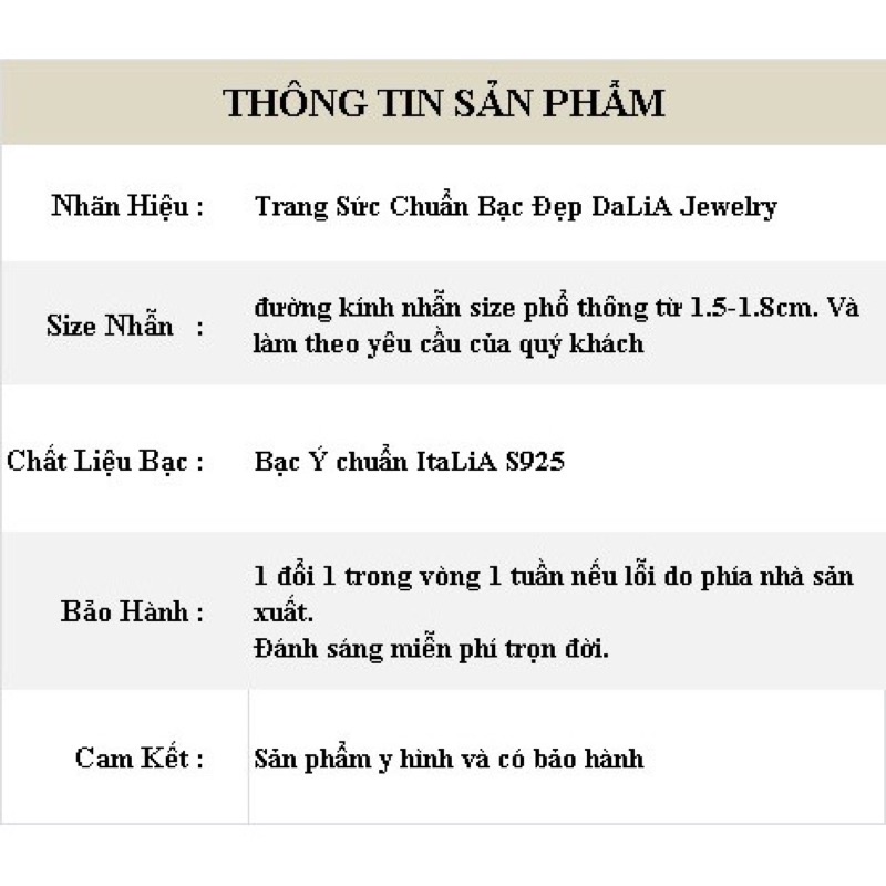 Nhẫn bạc ý DaLiA Jewelry nạm 1 một hàng đá lượn sóng