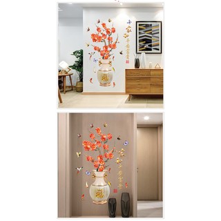 Decal Dán Tường Bình Hoa Đào
