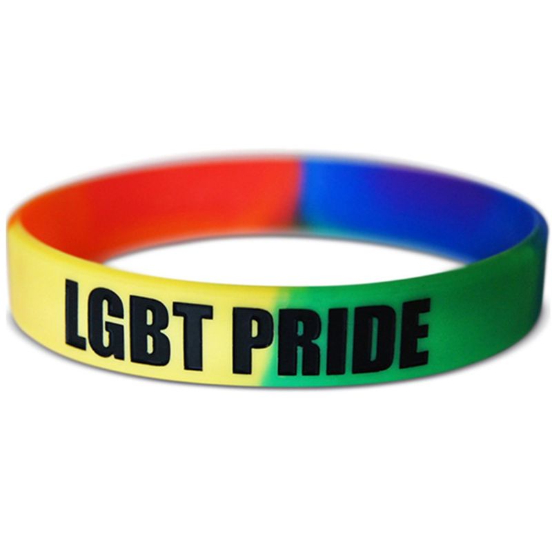 Vòng tay cao su silicone in chữ 18 kiểu màu cầu vồng LGBT