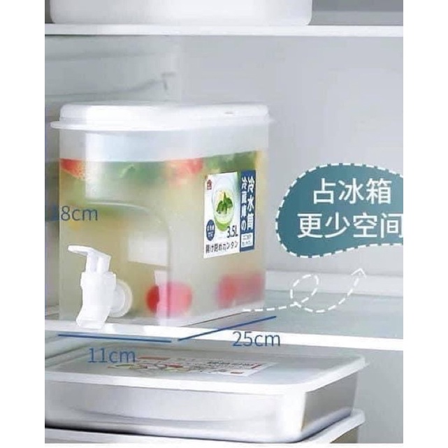 Bình Đựng Nước Có Vòi 3,5L Bình Đựng Nước Trà, Nước Trái Cây Để Trong Tủ Lạnh Tiện Lợi Đa Năng Ngăn Nắp