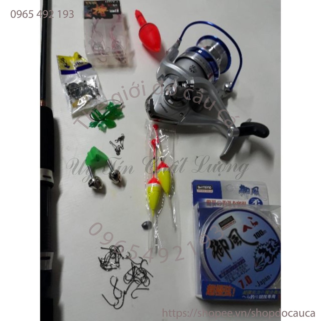 Bộ cần 2 khúc đặc và máy yumoshi kèm phụ kiện ( rẻ vô địch )