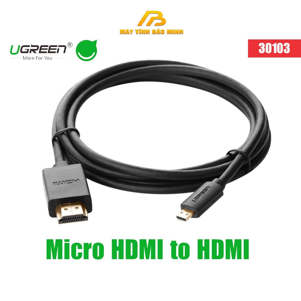 Cáp Chuyển Micro HDMI Sang HDMI Dài 2M UGREEN 30103 (Micro HDMI To HDMI) - Hàng Chính Hãng
