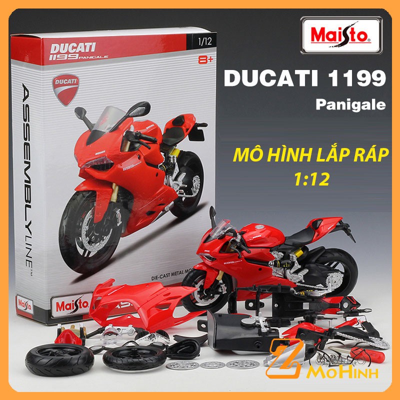 XE MÔ HÌNH LẮP RÁP Moto Ducati 1199 Panigale - Maisto tỷ lệ 1:12