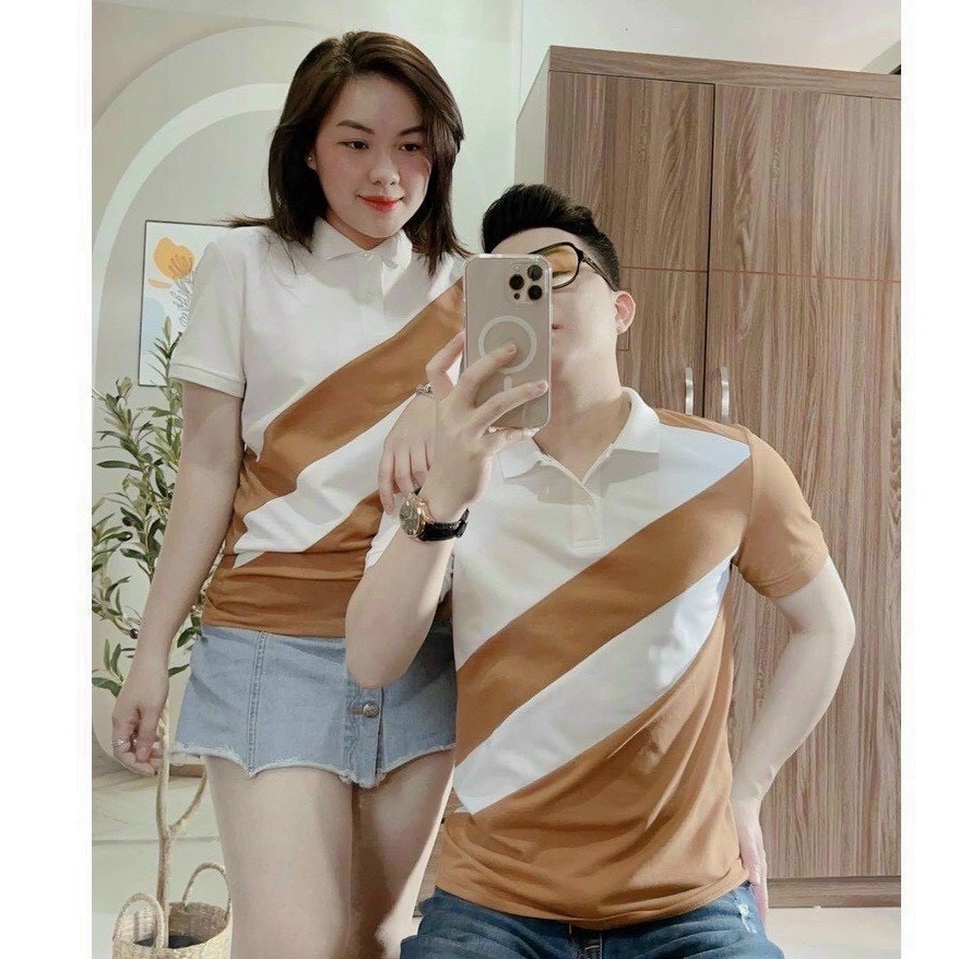 Áo polo nam nữ viền chéo chất cotton cá sấu thông hơi siêu đẹp