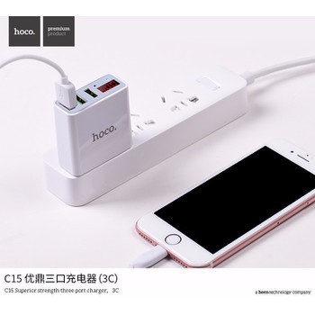 [CHÍNH HÃNG] HOCO - Cóc Sạc 3 cổng USB C15 - bảo hành 1 đổi 1