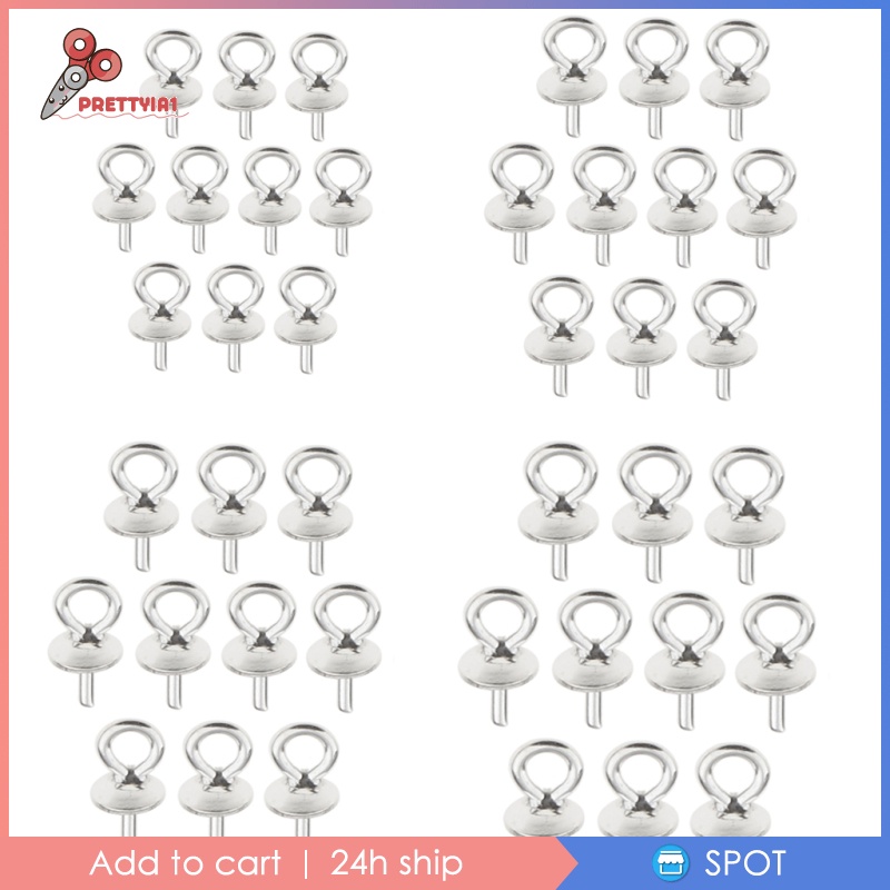 1 [Prettyia1] Set 10 Mặt Dây Chuyền Bạc 925 Đính Ngọc Trai 3mm