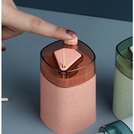 Hộp Đựng Tăm Lúa Mạch Thông Minh Có Nút Bấm Tự Động