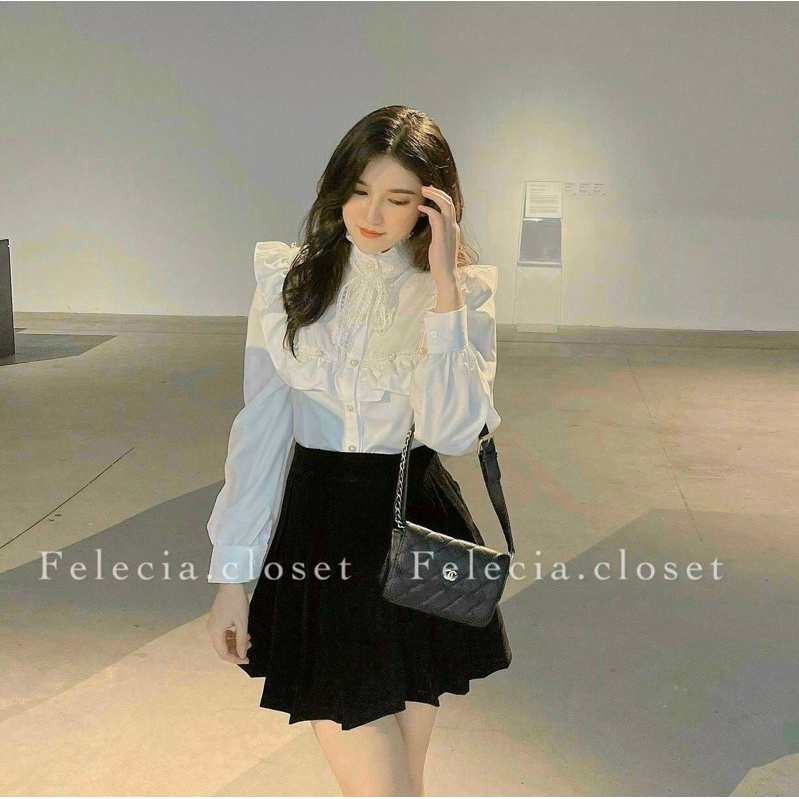 Áo Sơ Mi Lụa Nữa Cổ Nơ Tay Bồng | BigBuy360 - bigbuy360.vn