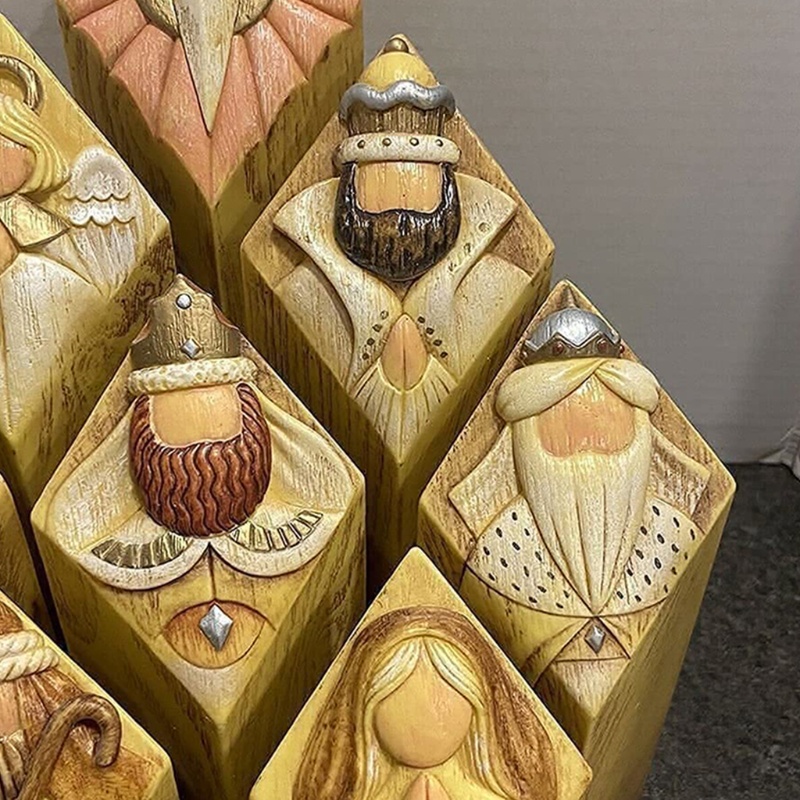 Set 9 cột cây thiên đường chất liệu resin điêu khắc bằng tay dùng cho trang trí bàn làm việc văn phòng/nhà ở độc đáo