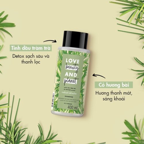 Dầu gội Love Beauty And Planet với 100% tinh dầu thiên nhiên 400ml