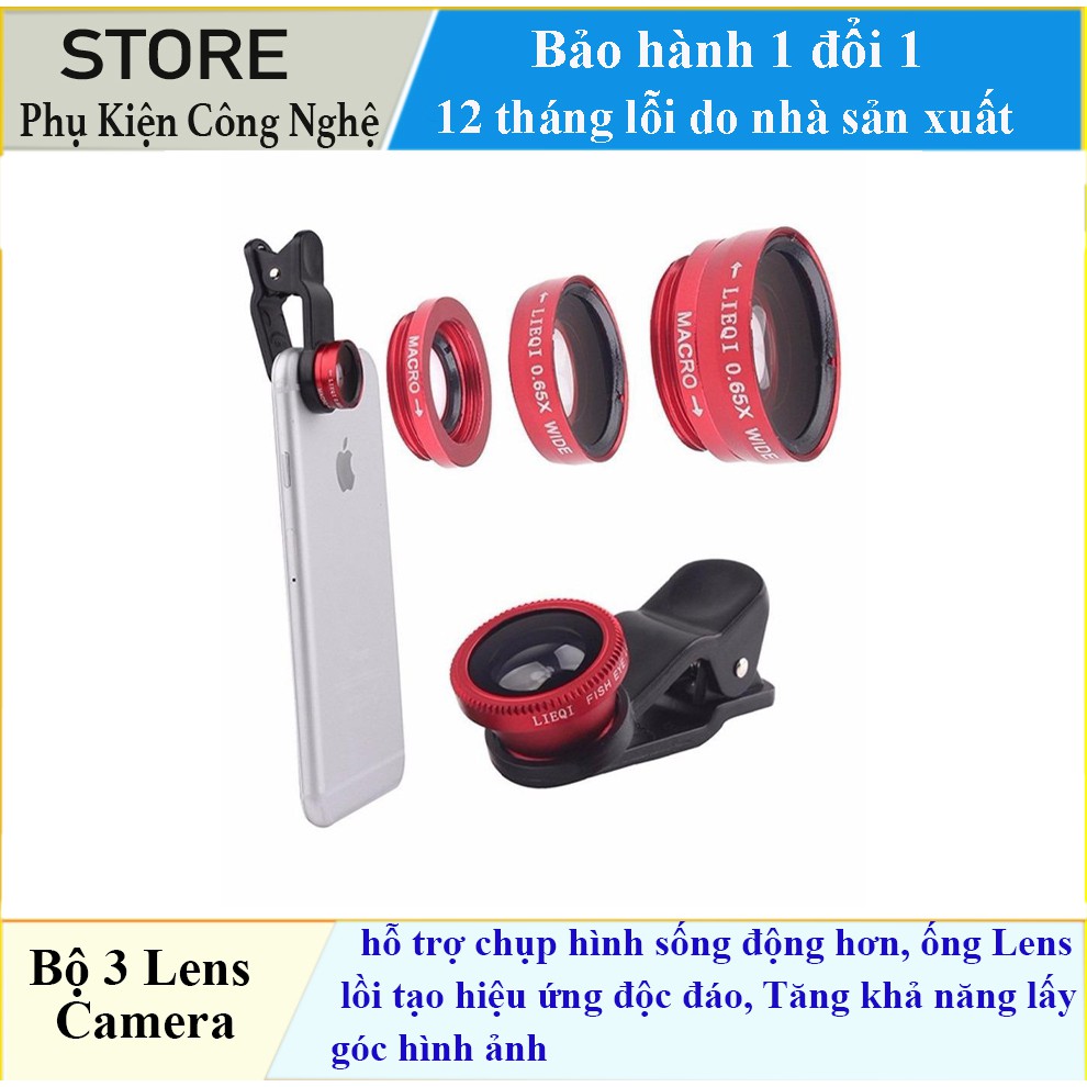 Bộ 3 Lens Chụp Hình Kèm Đế Kẹp Siêu Tiện Lợi Cho Điện Thoại
