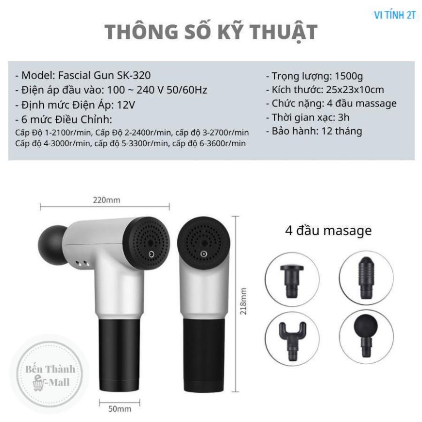 ✈️ [Freeship] SÚNG MASSAGE FASCIAL GUN SK-320 [Giảm đau mỏi cơ bắp hiệu quả]