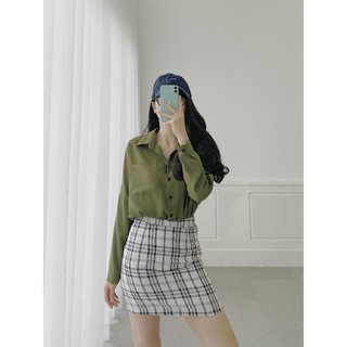 Chân váy caro trắng