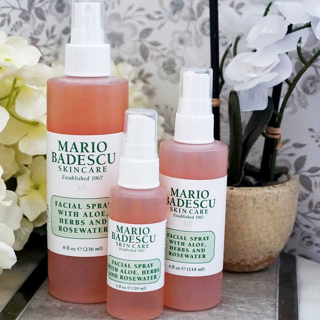 Toner xịt Mario Badescu Facial Spray Cucumber and Green Tea / Herbs & Rosewater