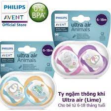 (HÀNG CÔNG TY) SET 2 TY NGẬM AVENT ULTRAL AIR THÔNG KHÍ LIME 0-6M OR 6-18M