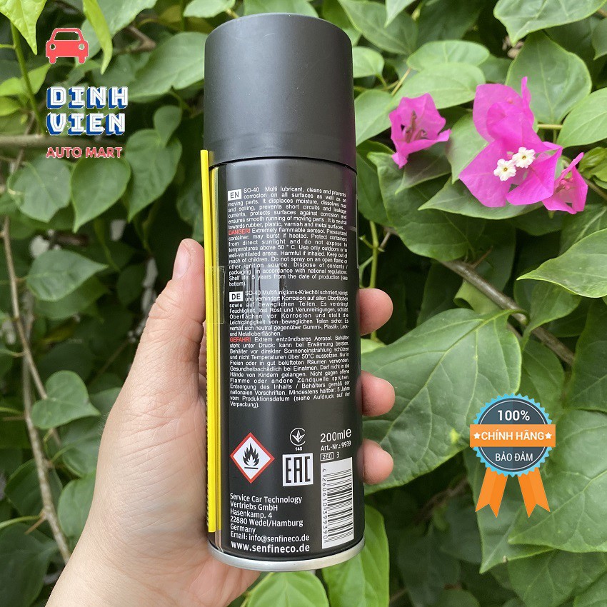 [Nên Dùng] Bôi Trơn, Làm Sạch và Bảo Vệ Bề Mặt Chi Tiết Senfineco 9939 200ML SO-40 Multi Lubricant, Hàng Đức Chính Hãng.