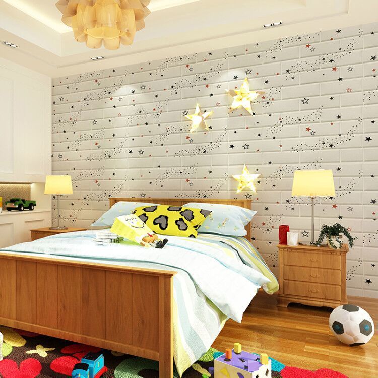 Miếng Dán Tường Bằng Xốp 3d Chống Thấm Nước Chống Va Chạm Họa Tiết Hoạt Hình Trang Trí Phòng Ngủ Cho Bé