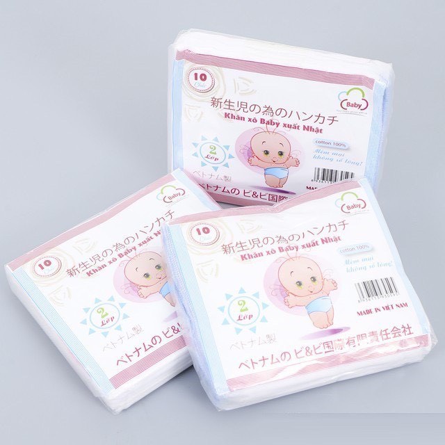 Bịch 10c khăn xô sữa 4 lớp 100% cotton