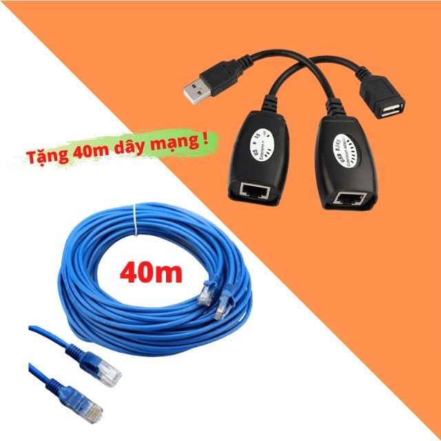 Bộ Cáp Nối Dài USB 40m Bằng Cổng RJ45 Extention 150ft