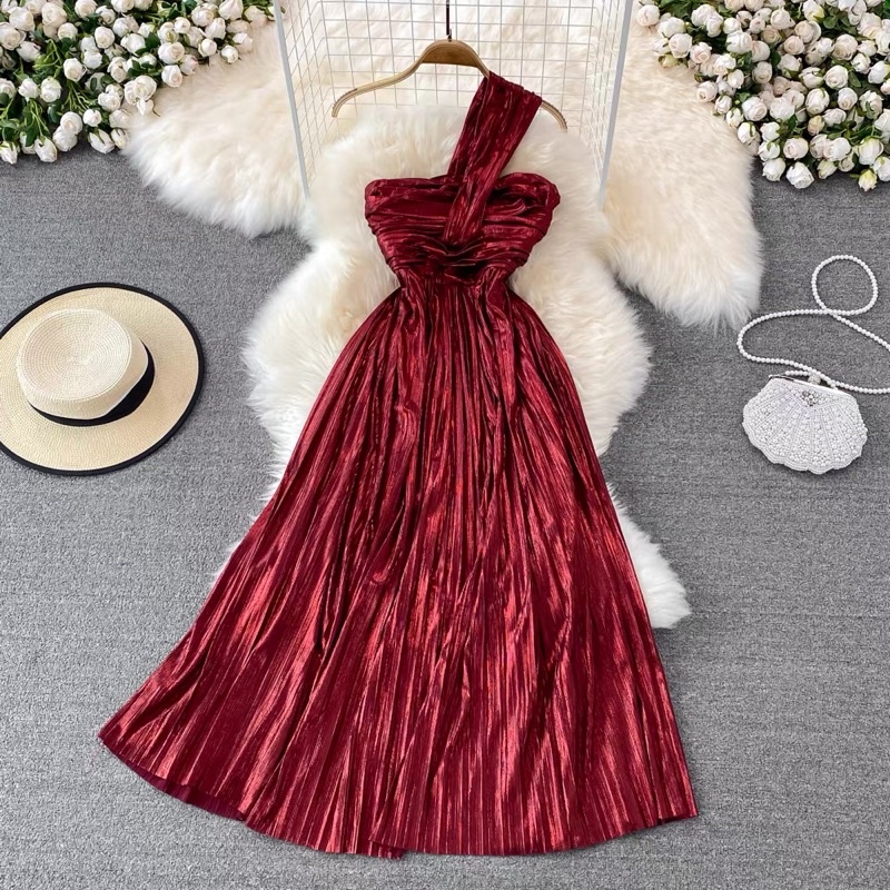 Đầm xoè dáng dài cúp ngực vải nhún