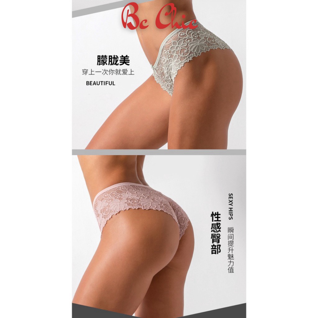 Quần Lót Ren Nữ Sexy thiết kế phối hoa kèm nơ nhỏ thoáng mát ôm dáng mẫu Q 310 BC_CHIC LINGERIE