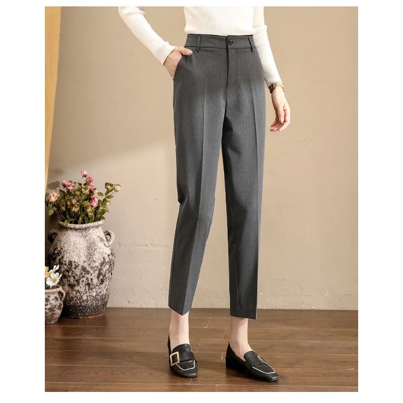 Quần tây nữ công sở lưng cao có đai bigsize dáng đứng ống dài Chất vải trơn - Quần baggy đen cạp cao nữ mặc đi học sinh | BigBuy360 - bigbuy360.vn