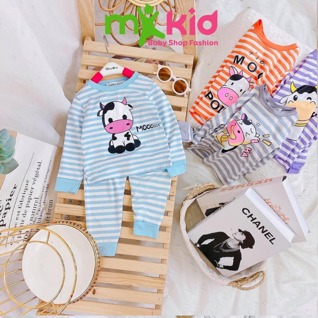 Bộ Thu Đông Cho Bé  Bộ Cotton Dài Tay Minky Mom Cho Bé Trai Bé Gái Với Các Hình Thú Siêu Dễ Thương