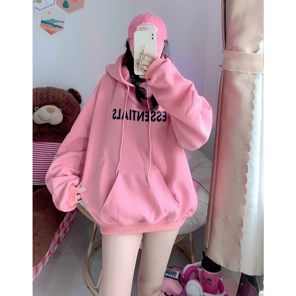 áo khoác hoodie nam nữ có mũ in chữ essend nhiều màu cá tính