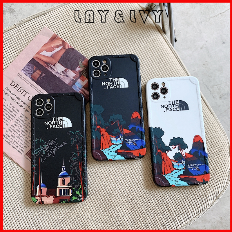 Fashion Brand The North Face Hotel California Yellowstone Park IMD Silicone Straight Edge Phone Case Soft Case for IPhone7/8 7Plus/8Plus IPhone X/XS/XR/XSMAX IPhone 11 11pro 11pormax IPhone 12mini 12pro 12promax