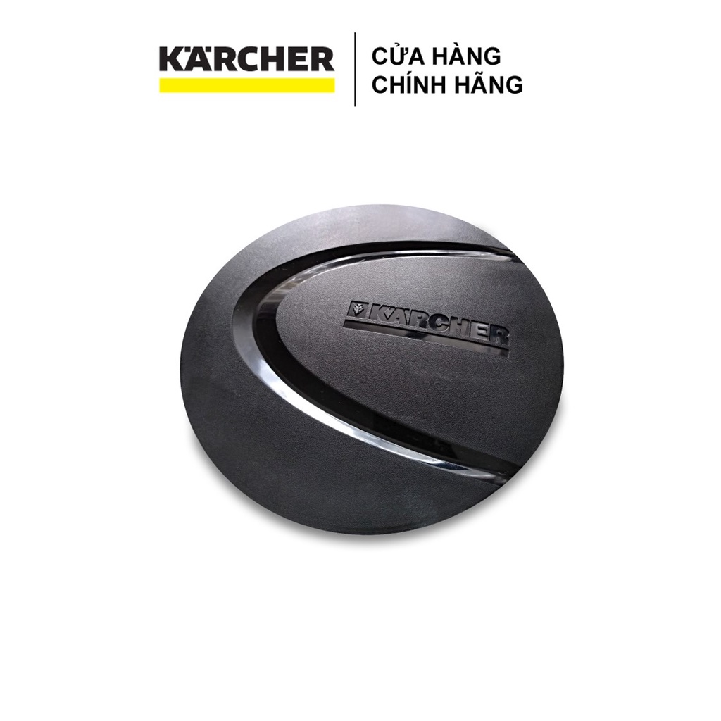 Nắp nhựa màu đen được lắp ở bánh xe máy hút bụi gia đình Karcher VC 3 Plus