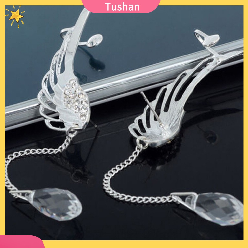 Khuyên vành tai hình cánh thiên thần đính đá dễ thương cho nữ