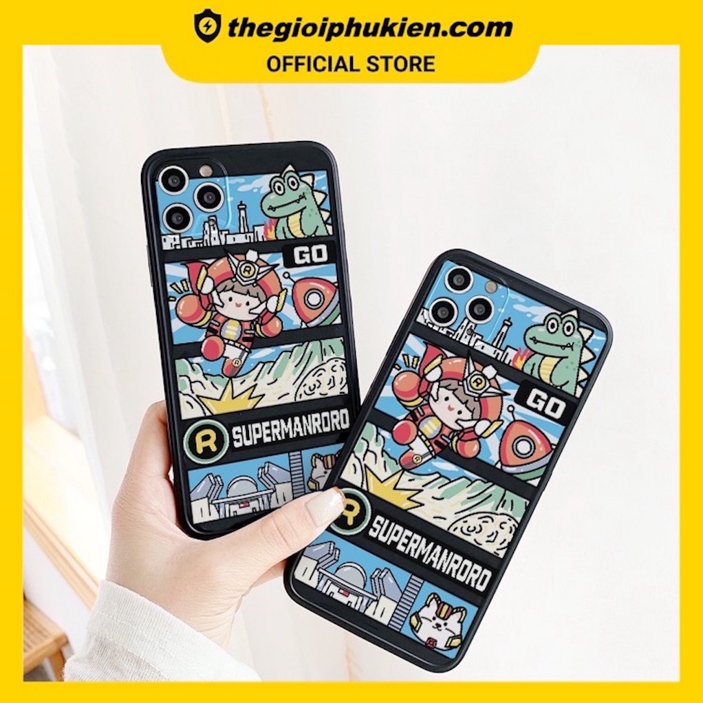 Ốp lưng iphone cạnh vuông Super Roro dành cho ip 6/6plus/6s/6splus/7/7plus/8/8plus/x/xr/xs/11/12/pro/max/mini - e35