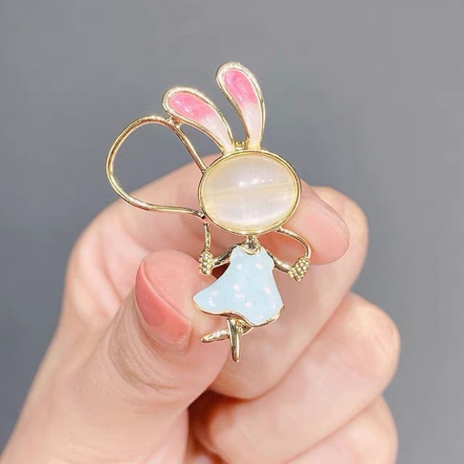 Ghim Cài Áo Hình Thỏ Hoạt Hình Đáng Yêu Dành Cho Nữ