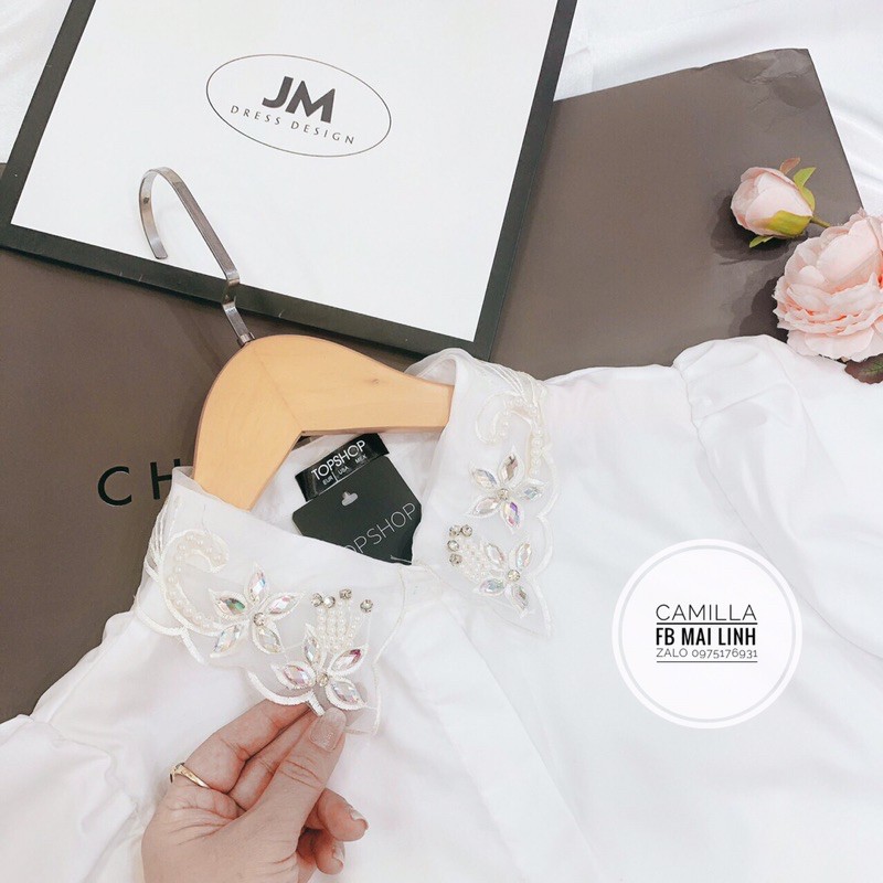 [Mã WASTUP giảm 10% tối đa 30K đơn 99K] ⚡️BÁN SỈ⚡️Áo sơ mi trắng cổ đính đá | BigBuy360 - bigbuy360.vn